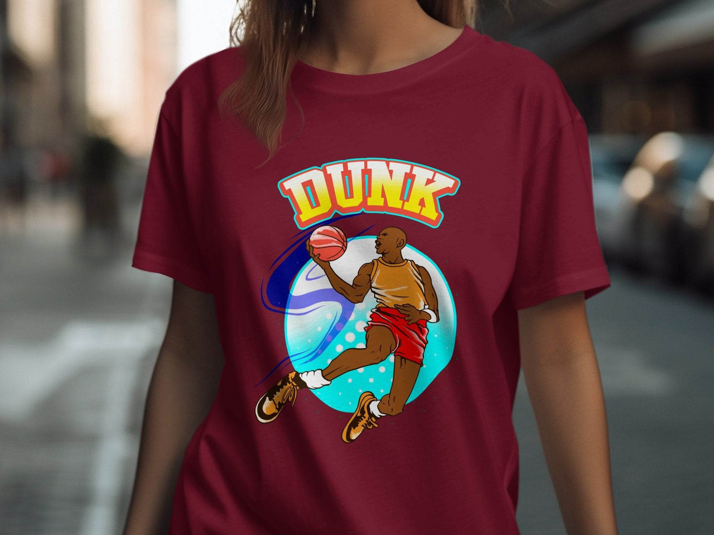 Vibrant Basketball Dunk Graphic Sports T-Shirt - Design & Vybe