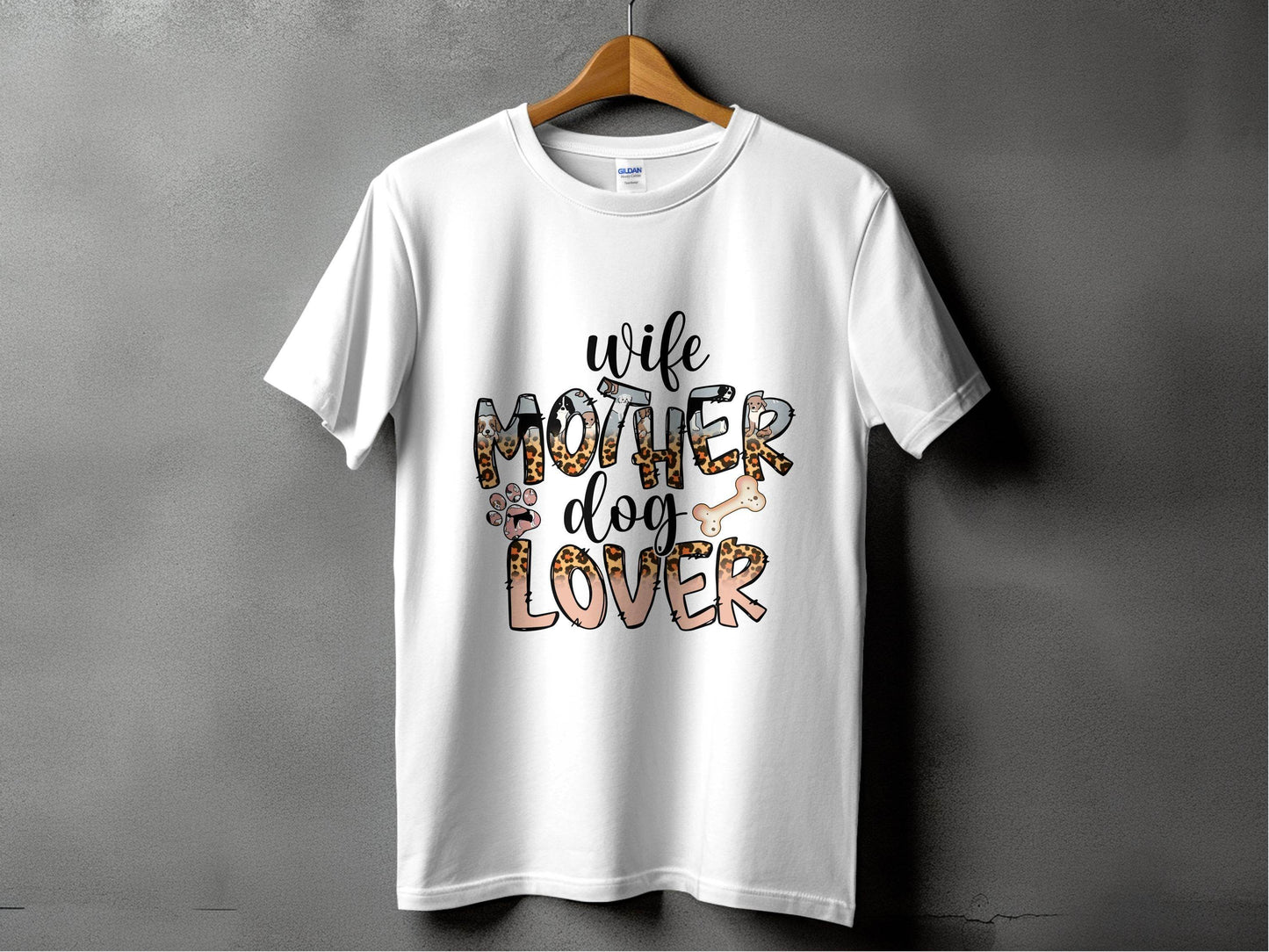 Wife Mother Dog Lover Animal Print Bone Graphic T-Shirt - Design & Vybe