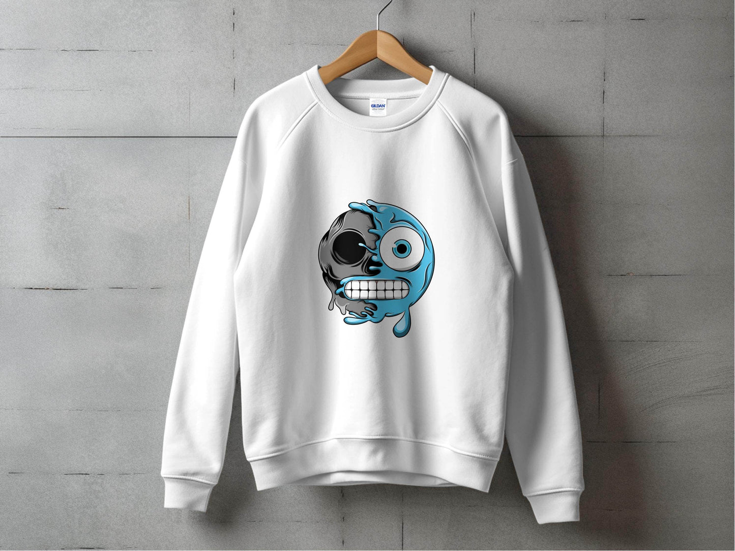 Half Skull Half Water Graphic Design Printed Sweater - Design & Vybe