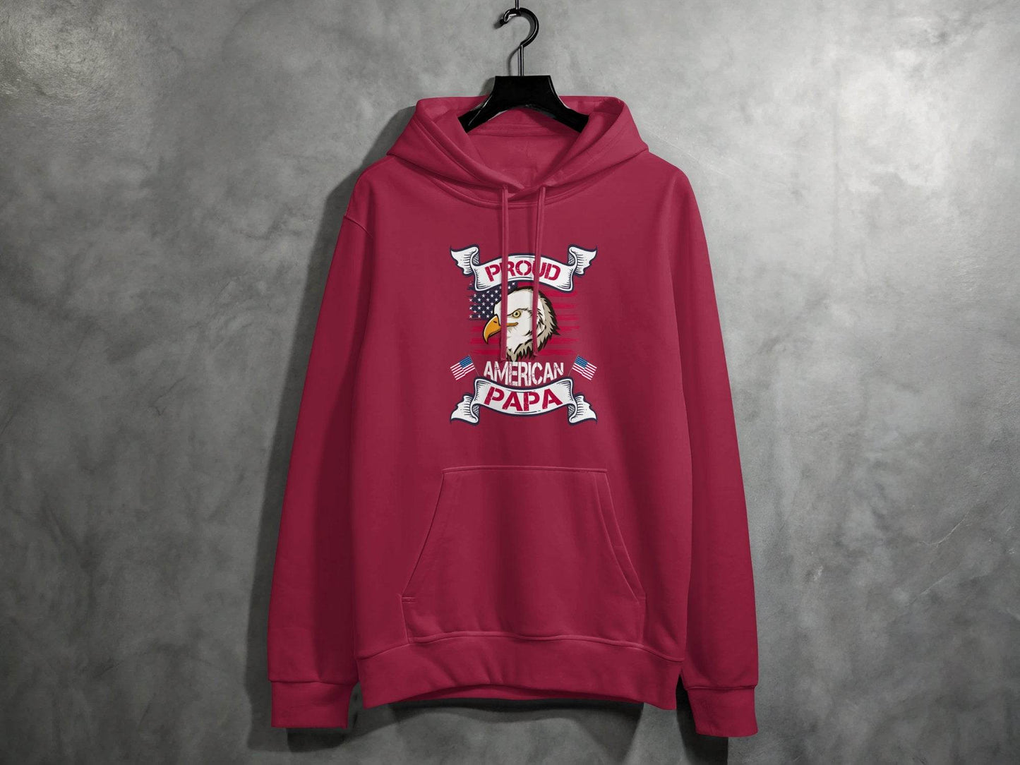 Proud American Papa USA Flag Bald Eagle Hoodie - Design & Vybe