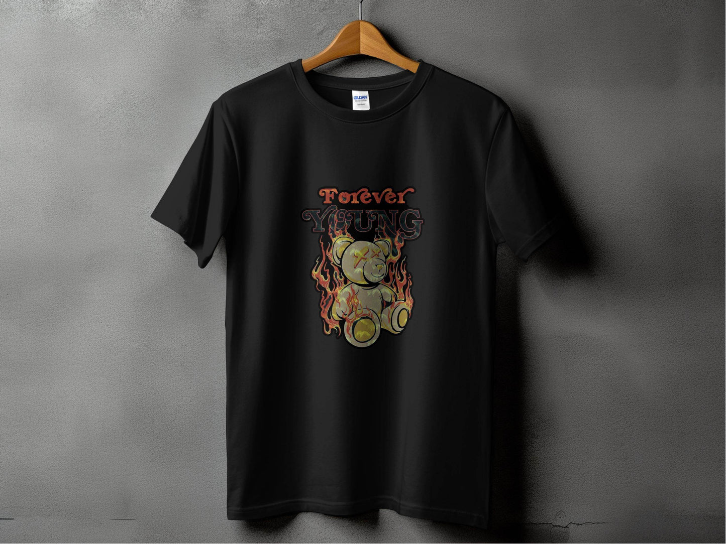 Forever Young on Fire Graphic Novelty Art Design T-Shirt - Design & Vybe
