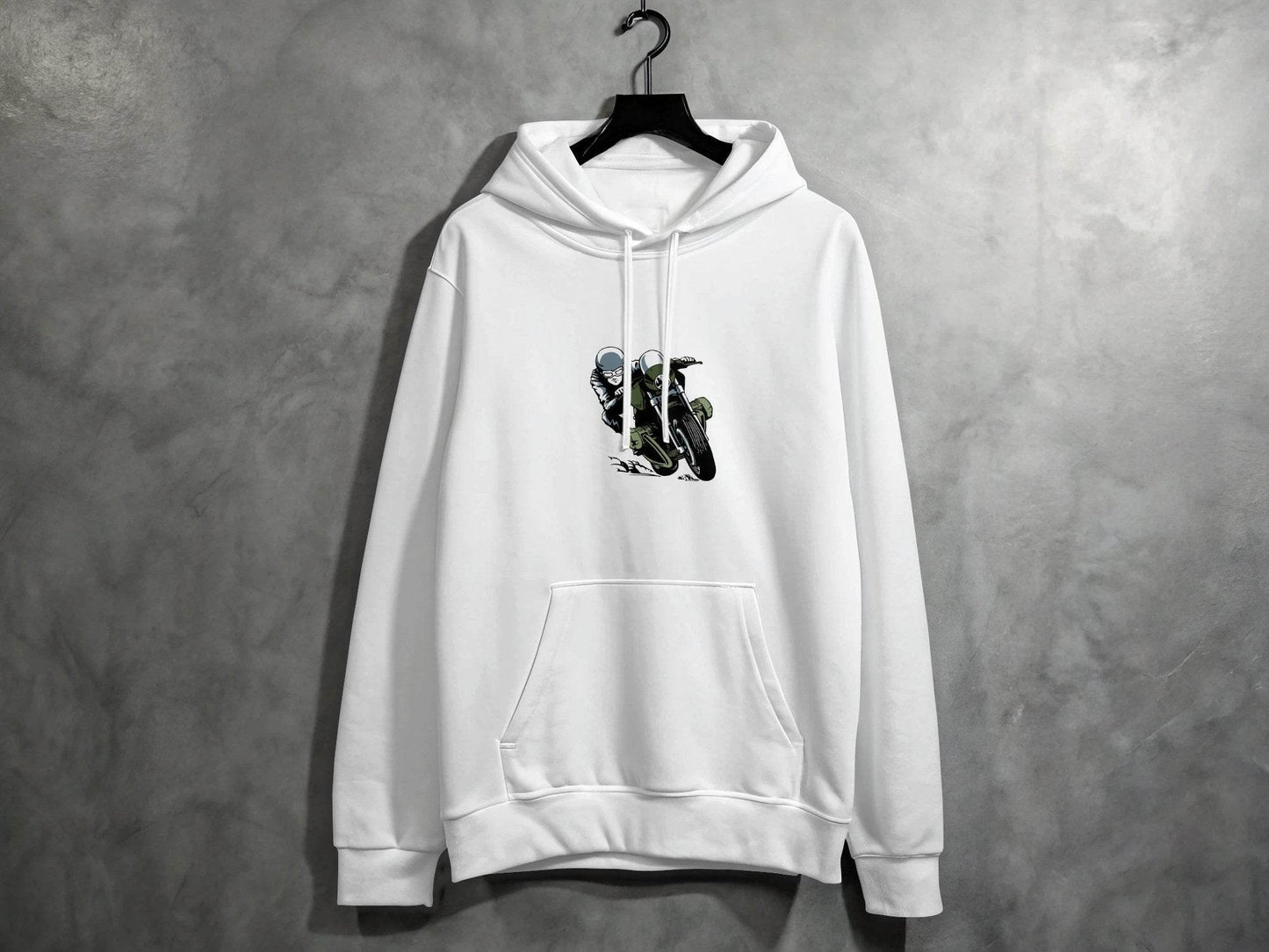 Vintage Motorcycle Rider Illustration Racing Style Hoodie - Design & Vybe