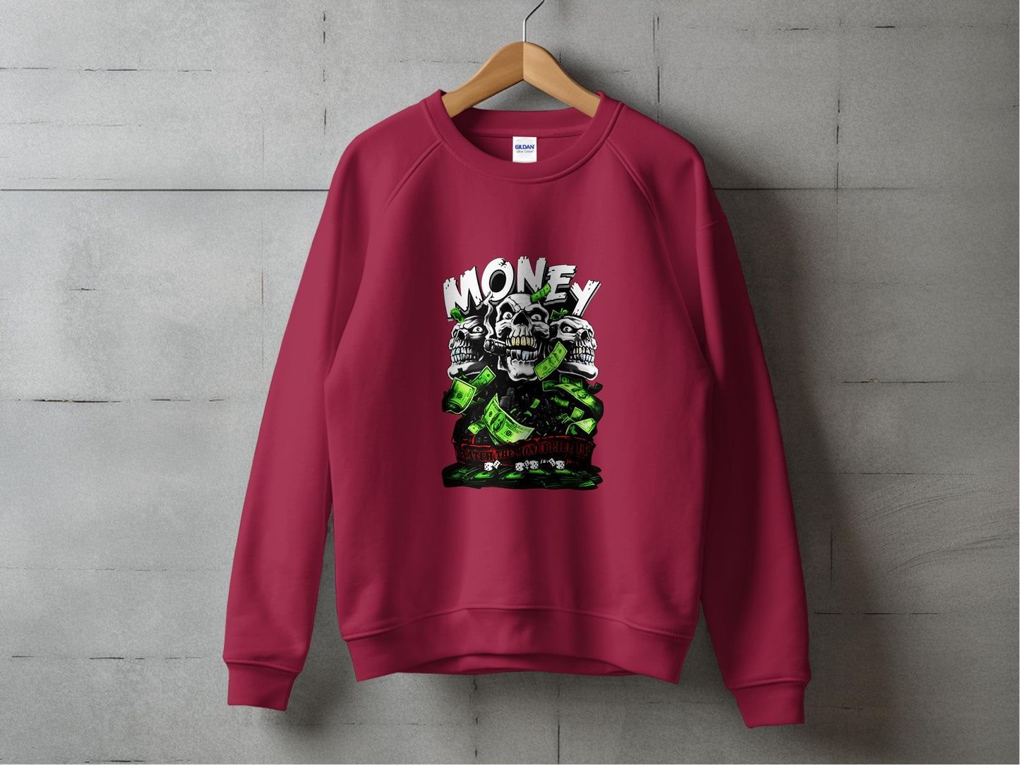 Money Graphic Red Long Sleeve Sweatshirt product type