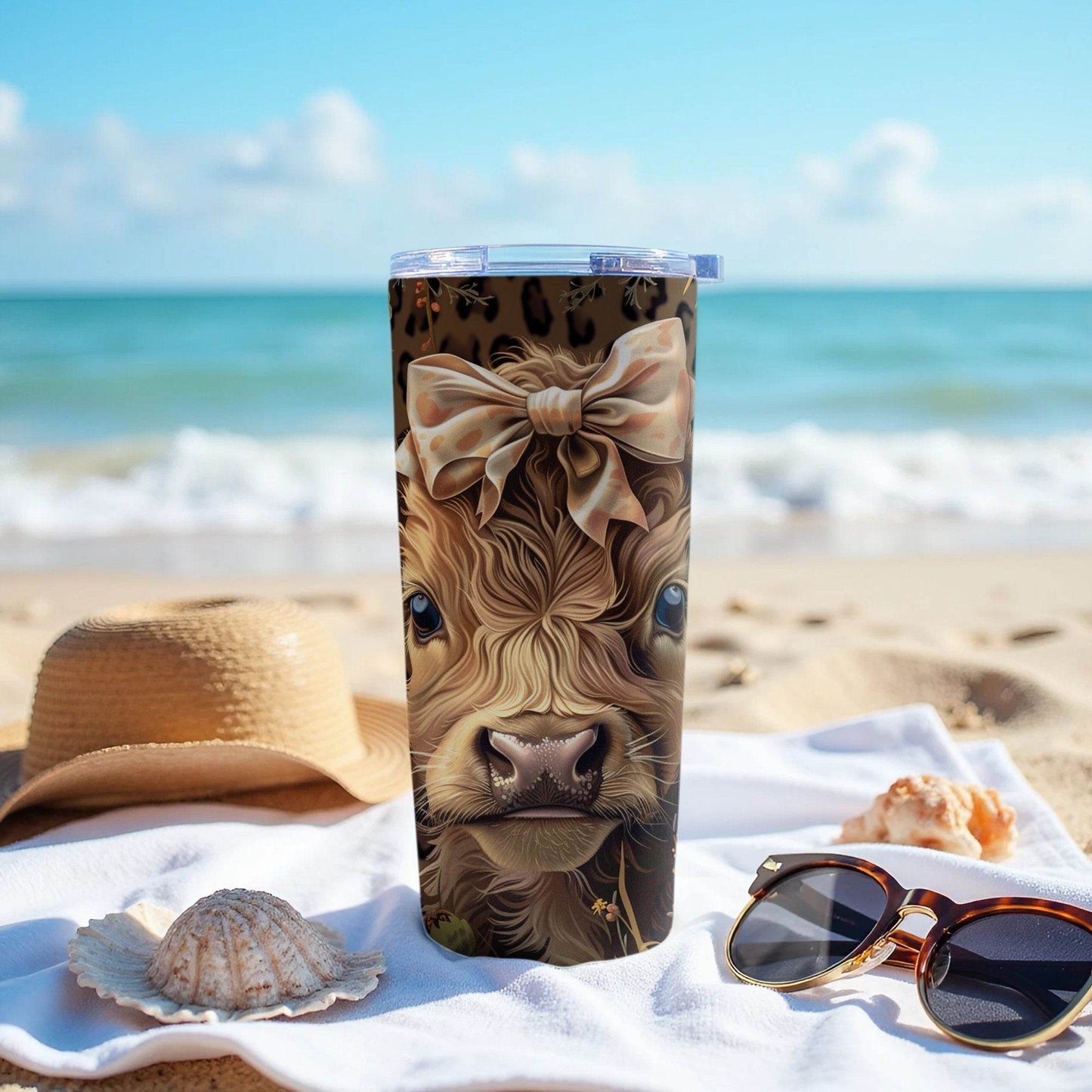 Highland Cow with Bow and Flowers Design Perfect Gift Tumbler - Design & Vybe