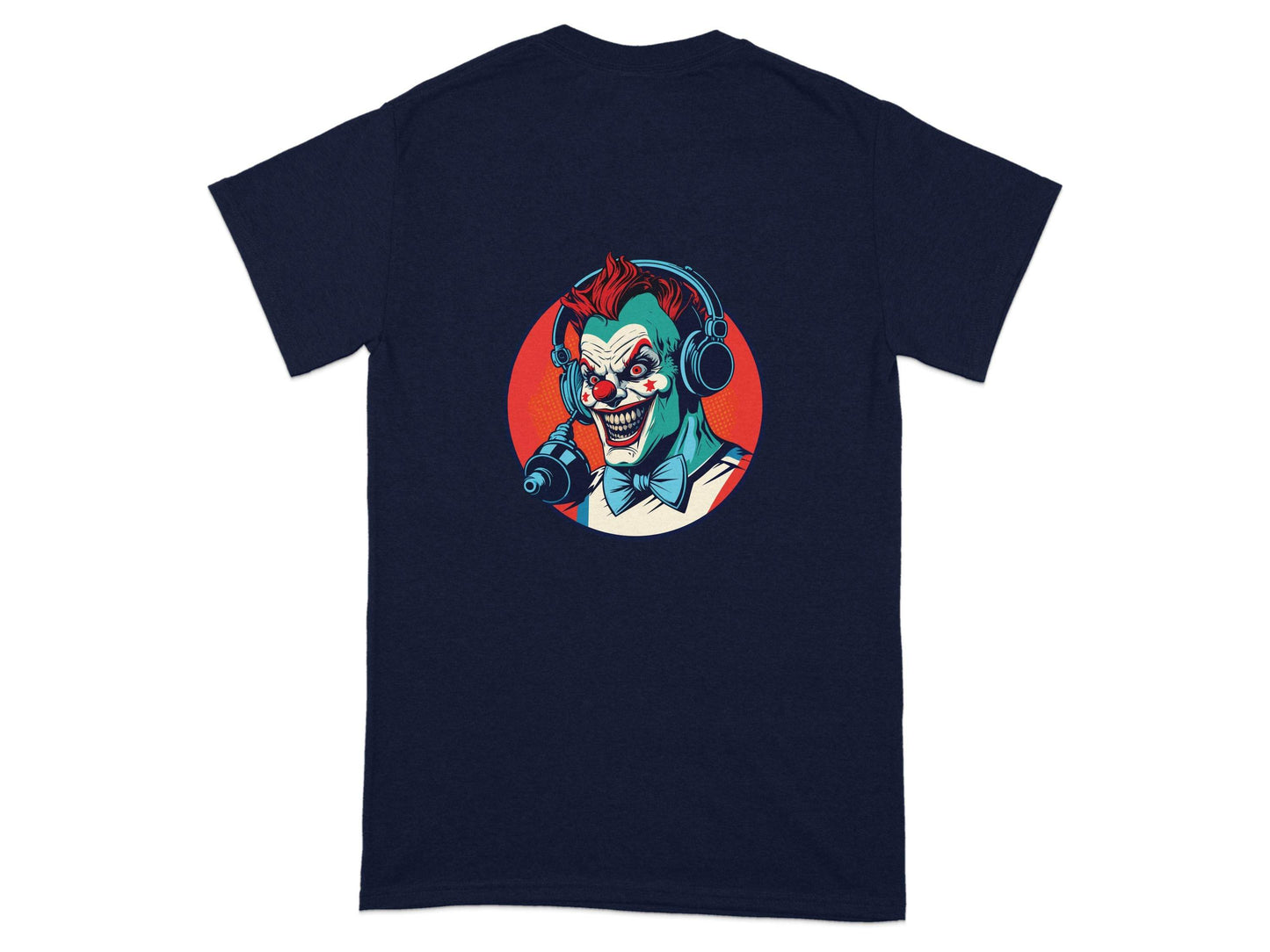 Evil Clown with Headphones Graphic Design Funny T-Shirt - Design & Vybe