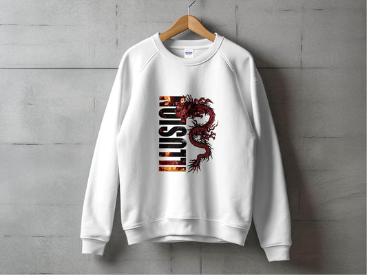 EUSTIS Dragon with Fire Text Graphic Print Design Sweater - Design & Vybe