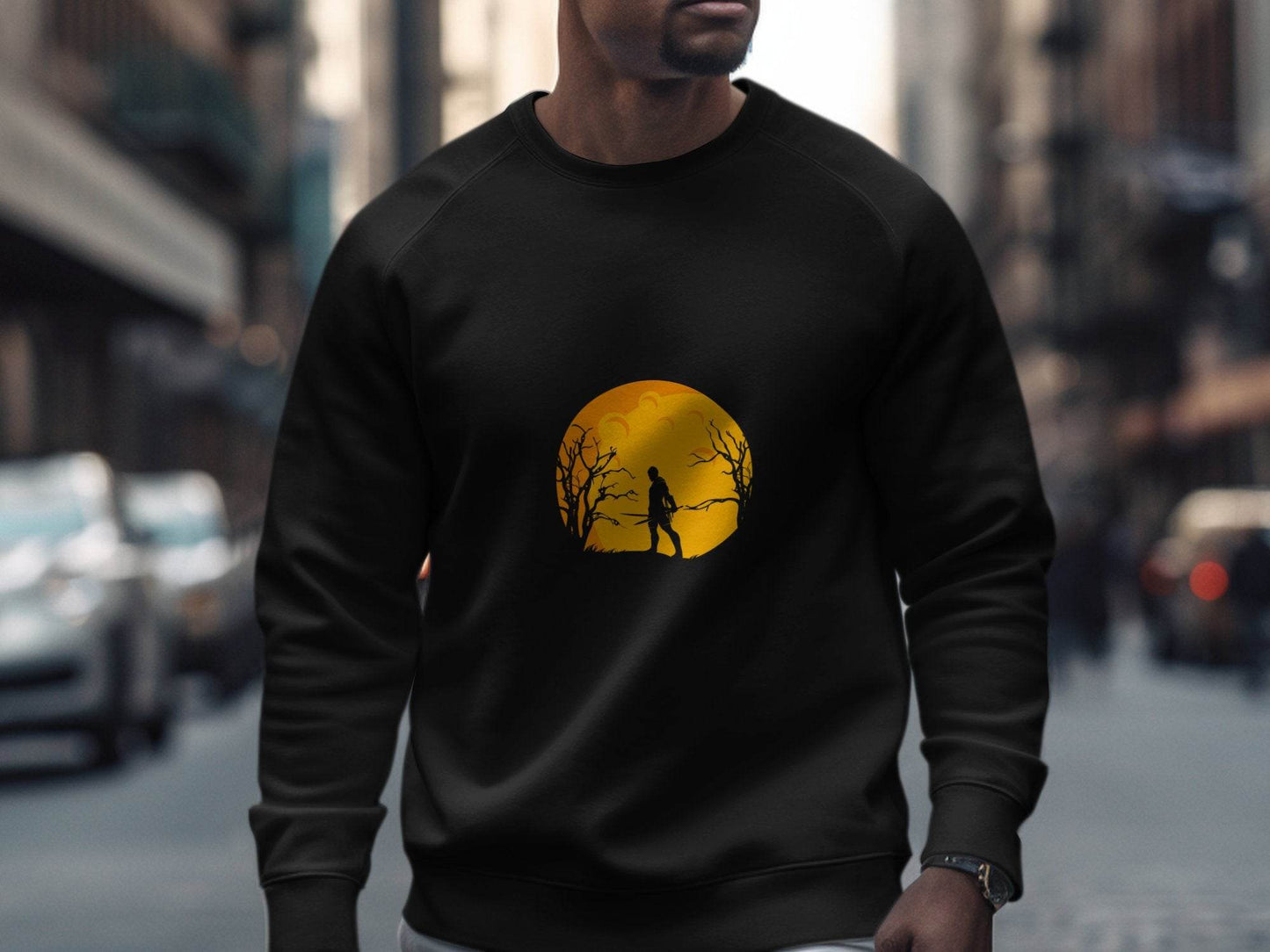 Silhouette Knight Under Yellow Moon Unique Style Sweater - Design & Vybe