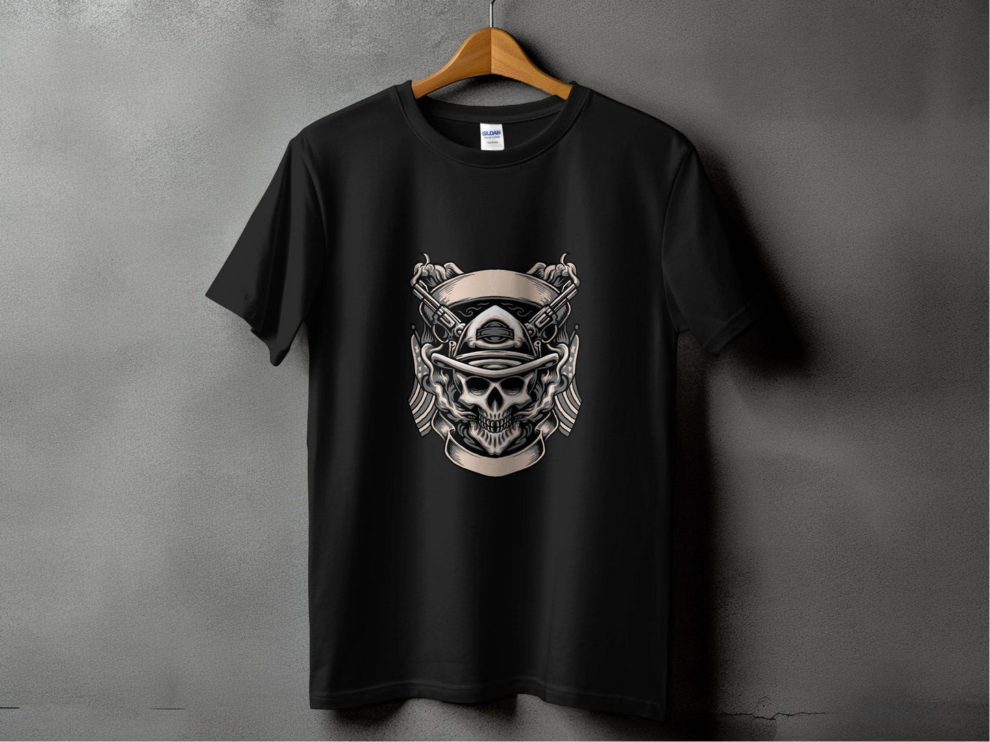 Skull with Guns and Flags Graphic T-Shirt - Design & Vybe