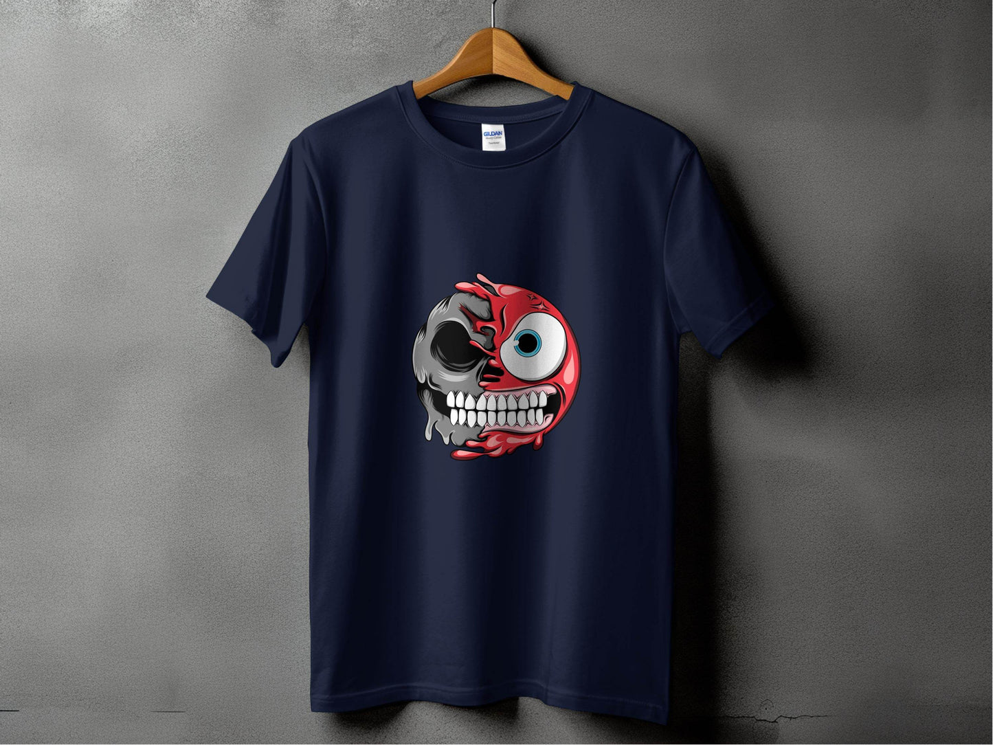 Half Skull And Cartoon Face Fun Graphic Design T-Shirt - Design & Vybe