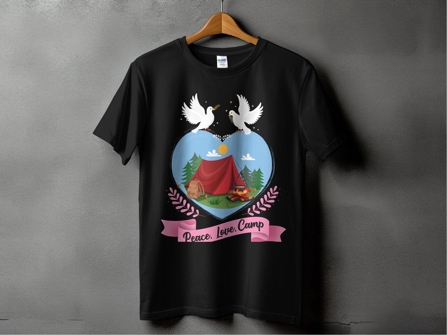Peace Love Camp Heart Design Camping T-shirt product type
