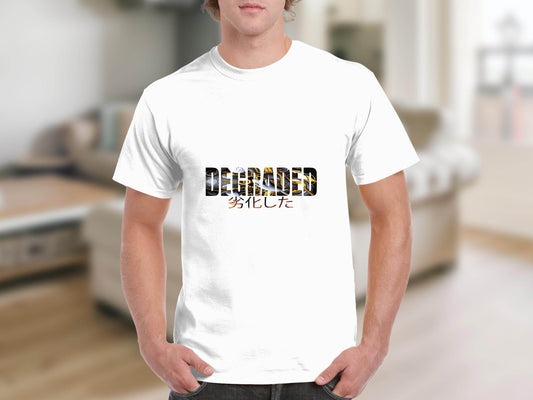 Degraded Graphic With Japanese Text Design T-Shirt - Design & Vybe