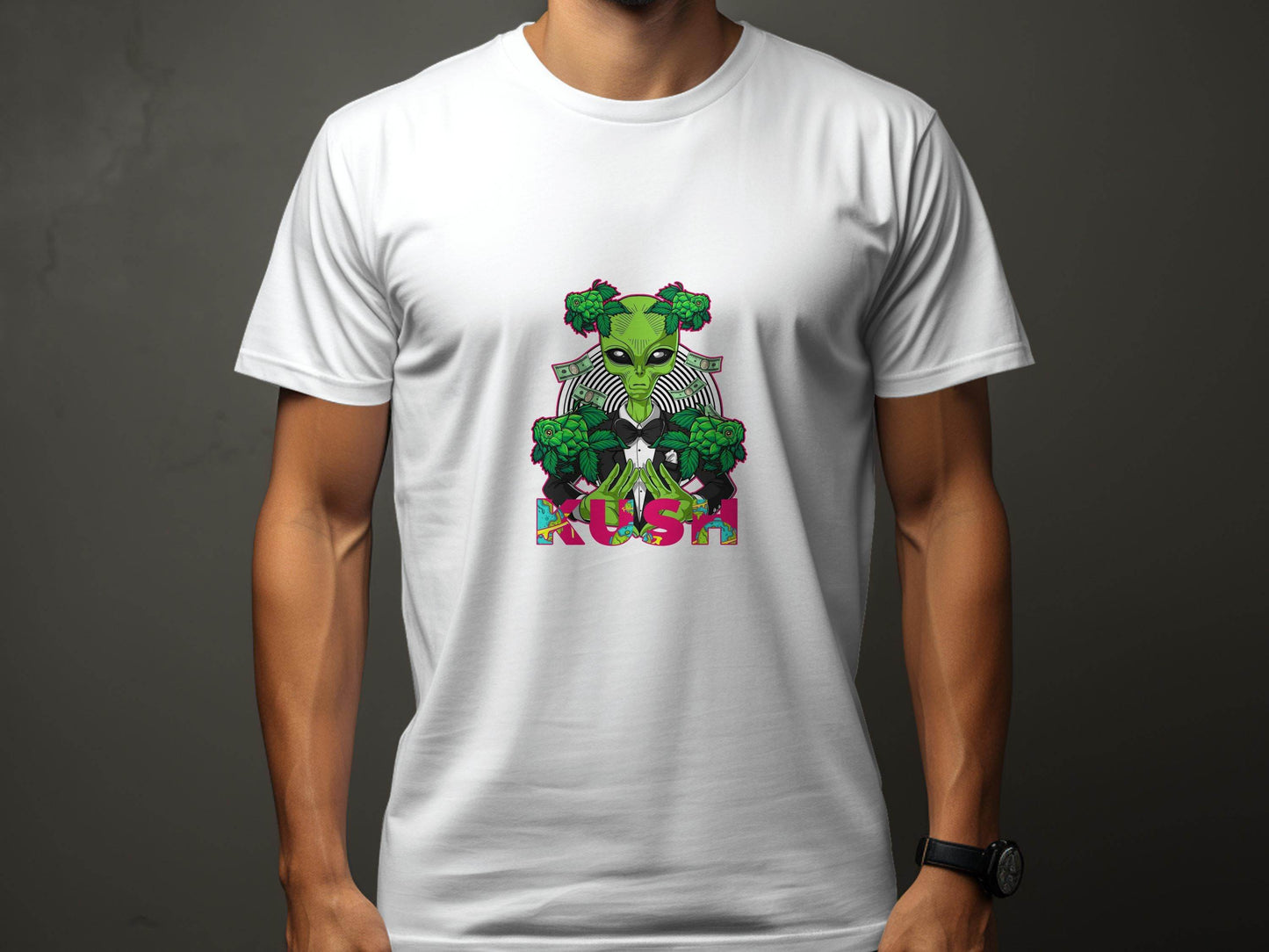 Kush Alien Money and Hops Design Graphic T-Shirt - Design & Vybe