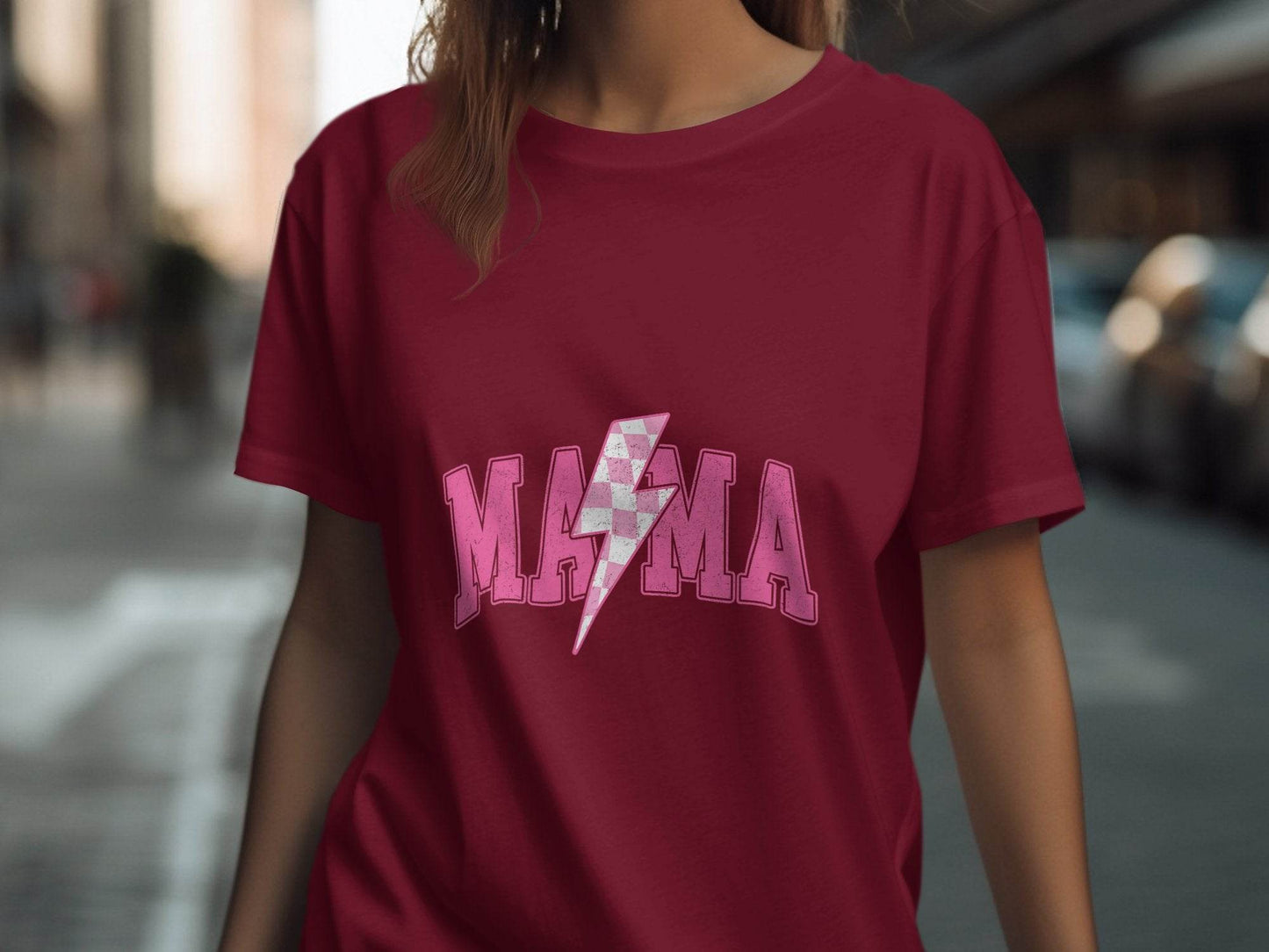 Mama Pink Lightning Bolt Graphic Designs Women T-Shirt - Design & Vybe