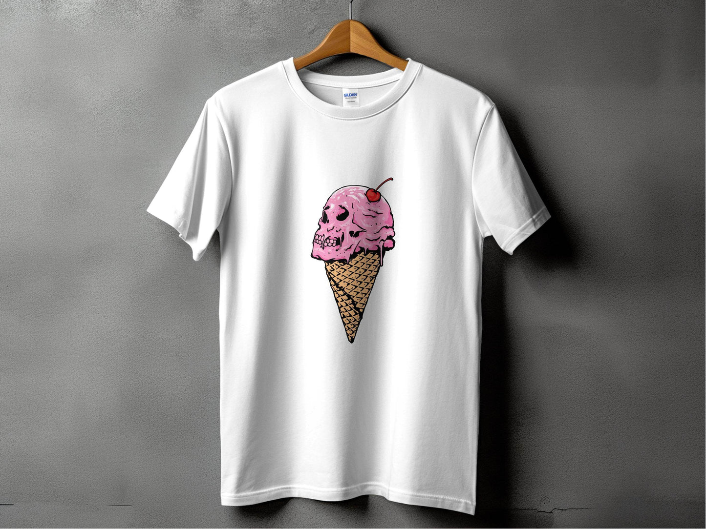 Ice Cream Skull Cone Graphic Illustration for T-Shirt - Design & Vybe