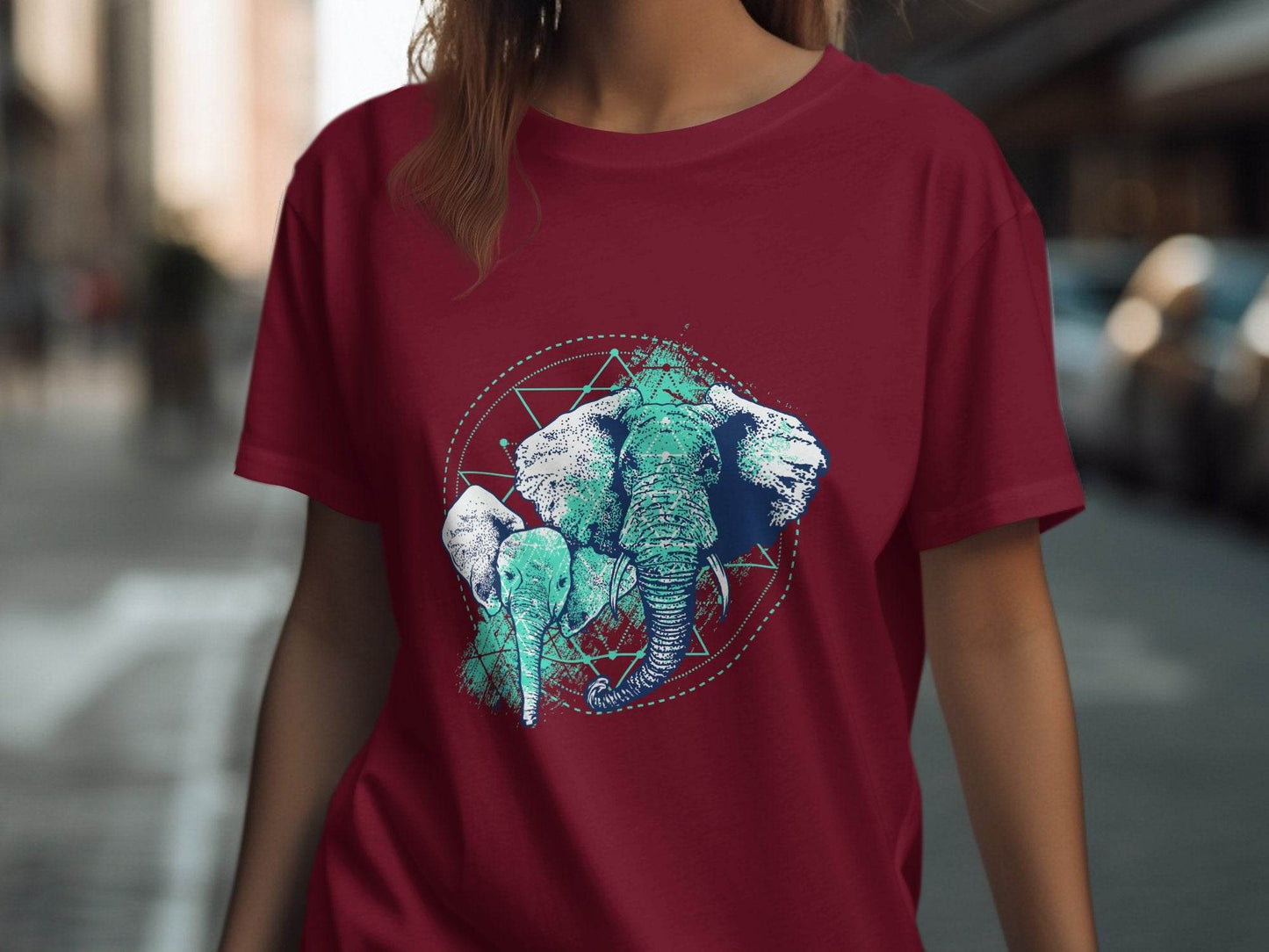 Stunning Elephant Graphic Blue Nature Design T-Shirt - Design & Vybe