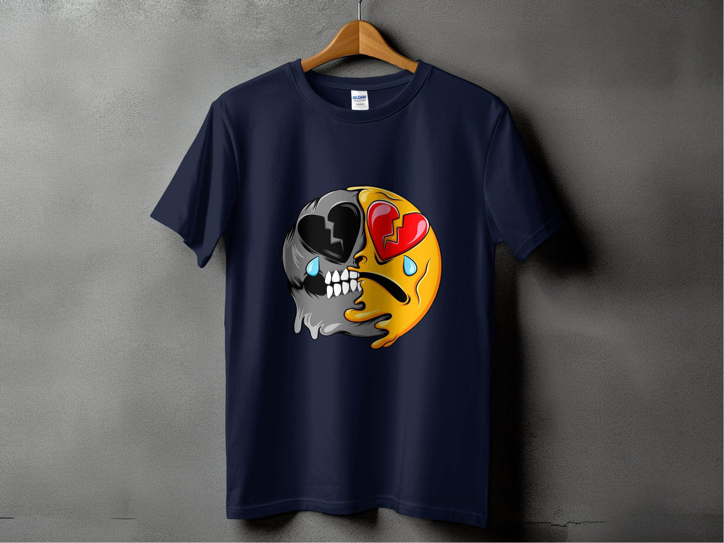 Dual Emotions Skull And Hearts Smiley Graphic T-Shirt - Design & Vybe