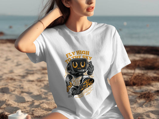 Fly High To The Sky Vintage Computer Ride T-Shirt - Design & Vybe