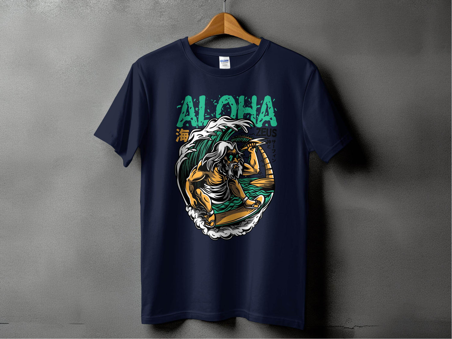 Aloha Zeus God Surf Design Graphic Artistic T-Shirt - Design & Vybe