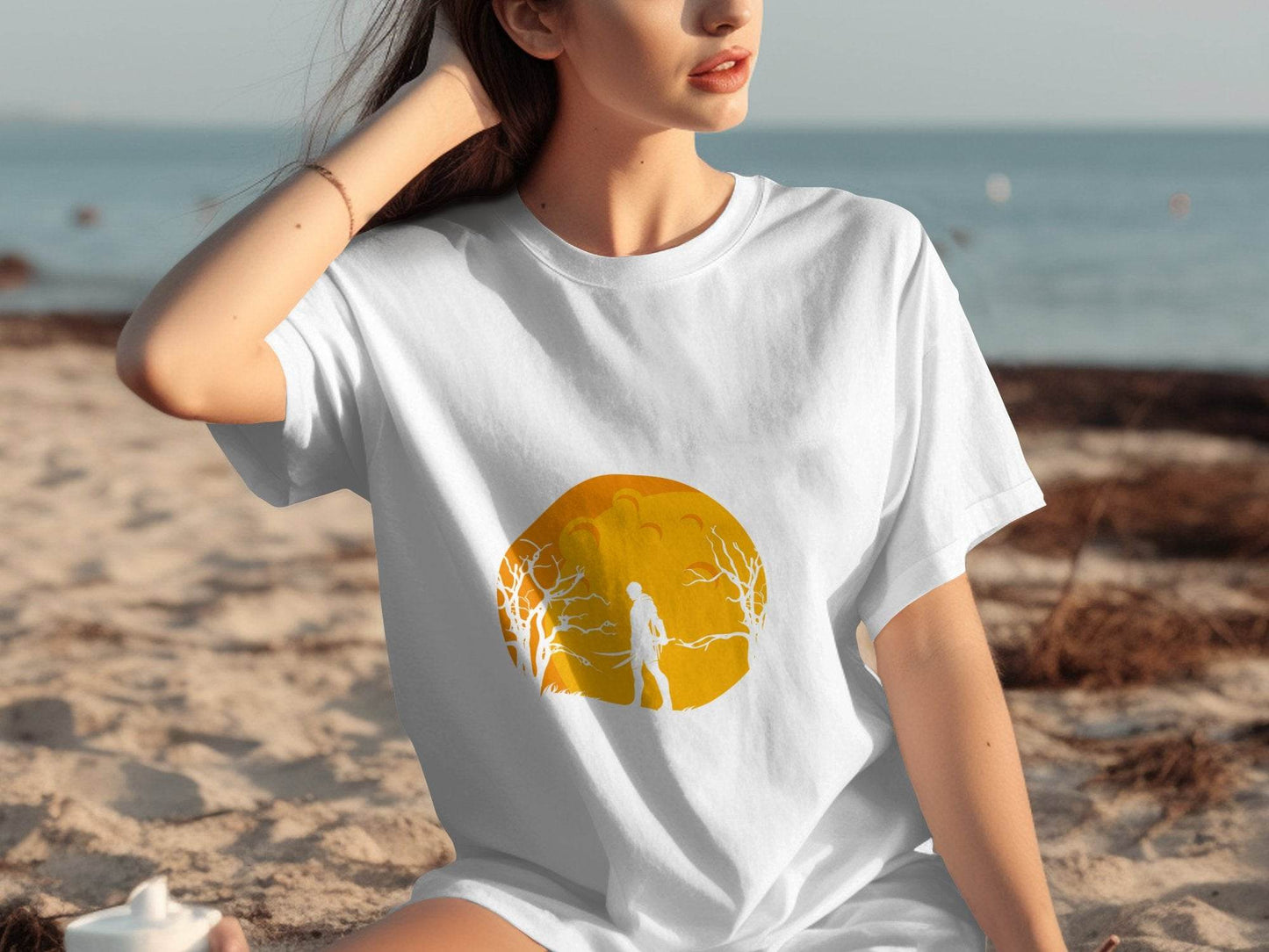Silhouette Knight Under Yellow Moon Unique Style T-Shirt - Design & Vybe
