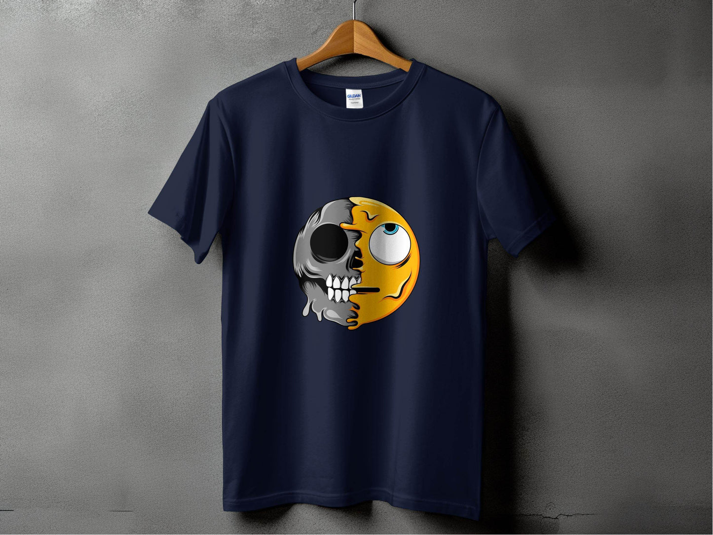Half Skull Half Emoji Artistic Pattern Novelty T-Shirt - Design & Vybe