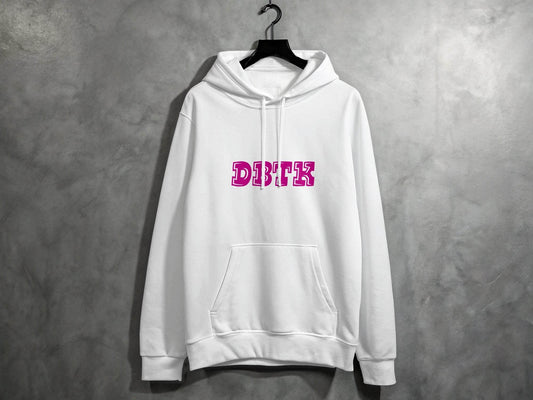 Graphic DBTKT Letter Design in Magenta color Hoodie - Design & Vybe