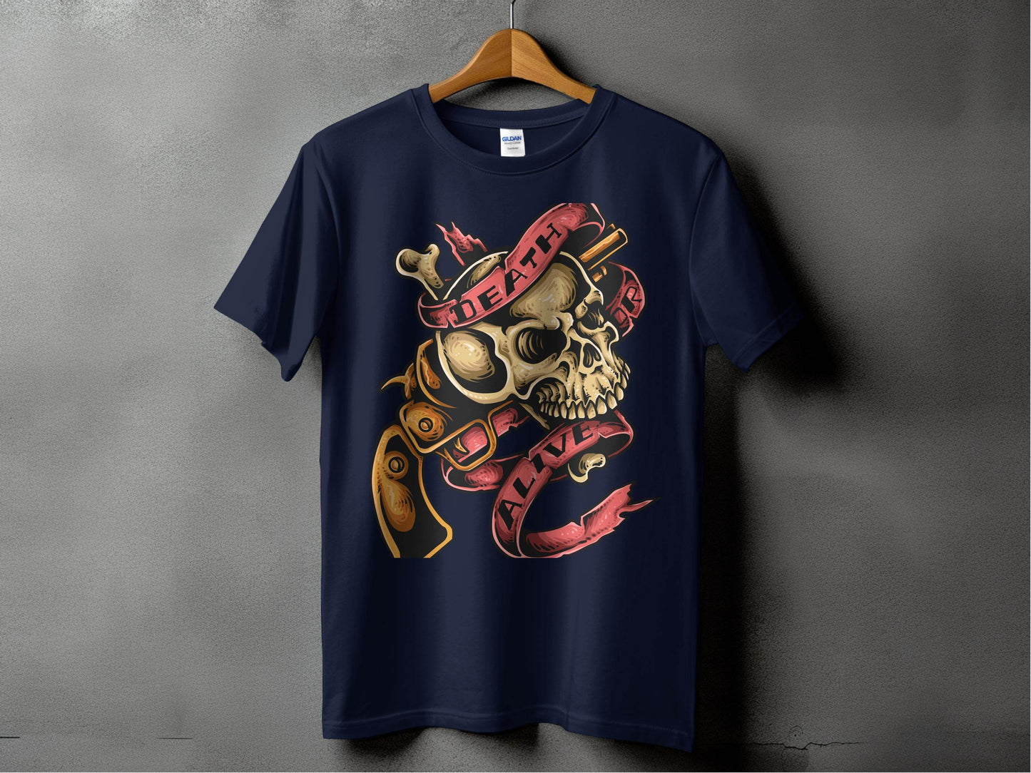 Vintage Death or Alive Skull and Gun Graphic T-Shirt - Design & Vybe