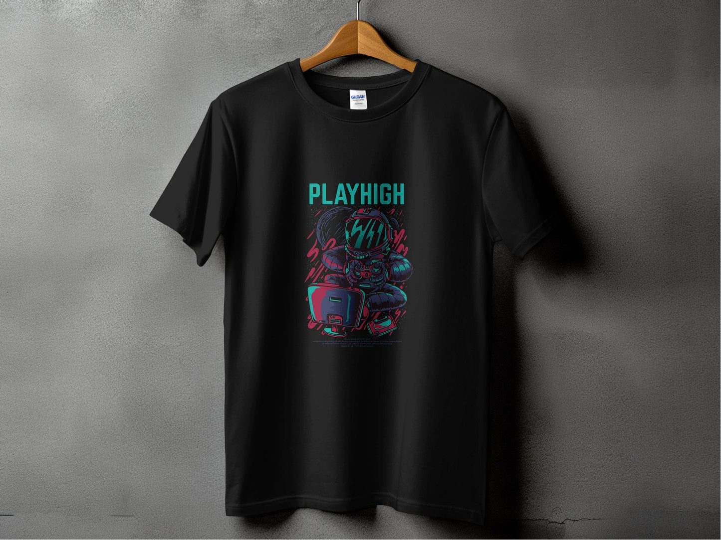 Play High Astronaut Gamer Gaming Illustration T-Shirt - Design & Vybe