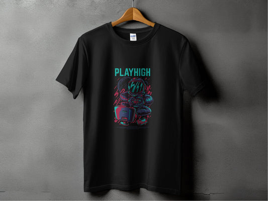 Play High Astronaut Gamer Gaming Illustration T-Shirt - Design & Vybe