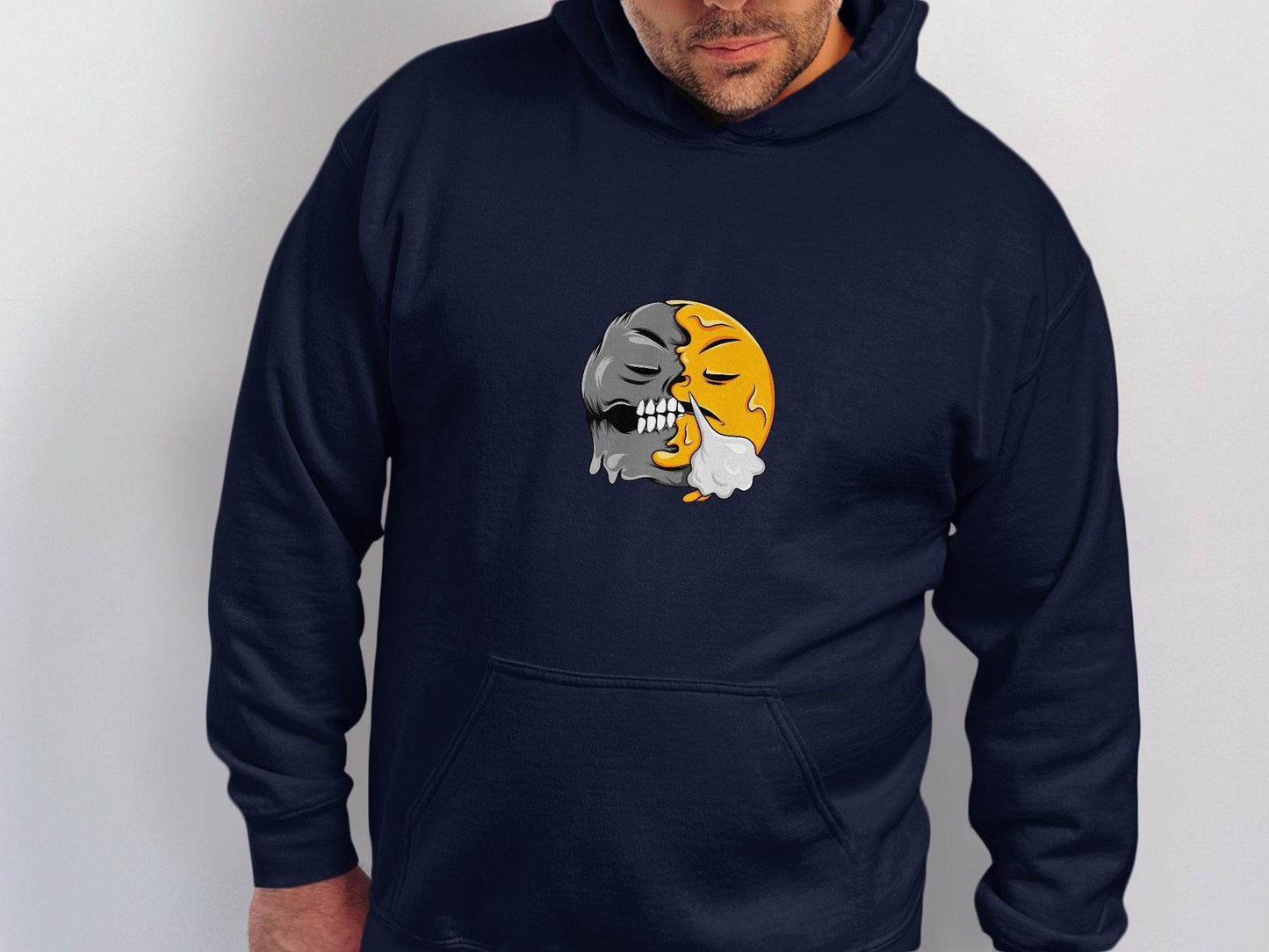 Duality of Nature Smiley Graphic Print Hoodie - Design & Vybe