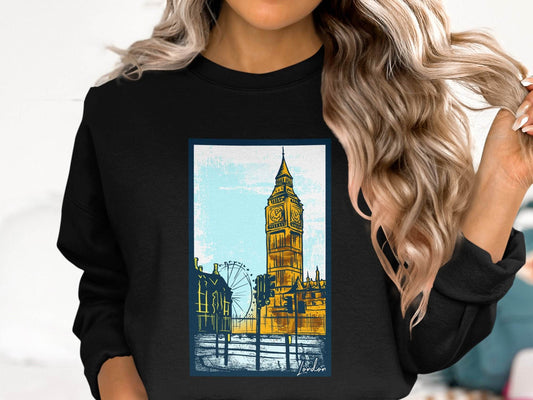 Iconic Big Ben and London Eye Graphic Sweater - Design & Vybe