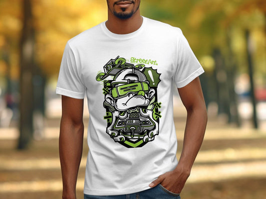 Street Art Monkey with Console Graphics Cool T-Shirt - Design & Vybe