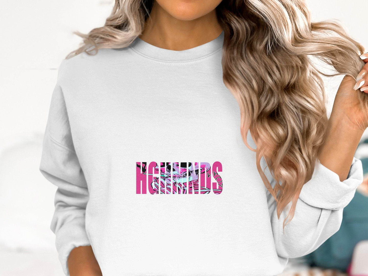 Pink Hounds Graphic Skeleton Print Sweater - Design & Vybe