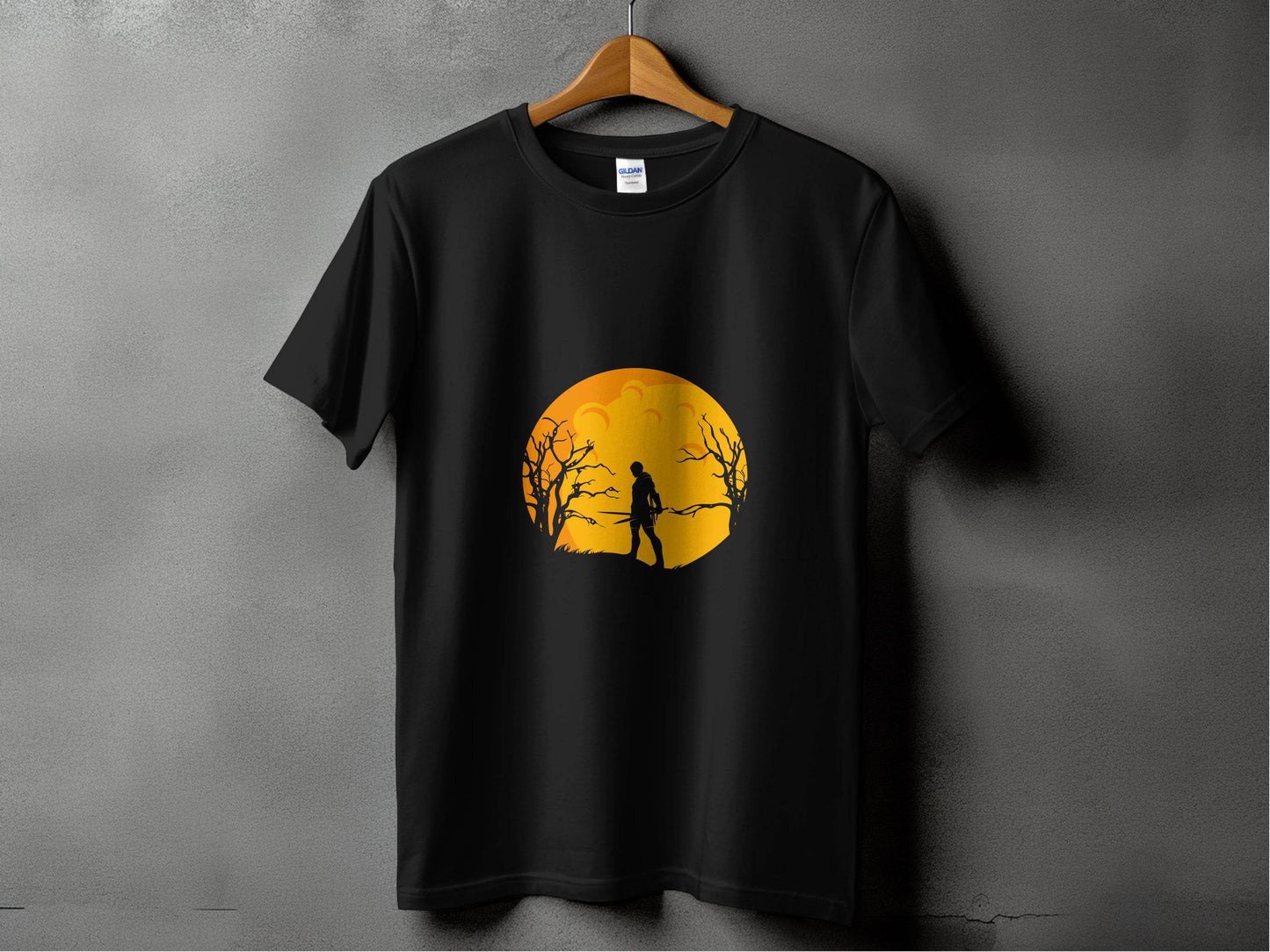 Silhouette Knight Under Yellow Moon Unique Style T-Shirt - Design & Vybe