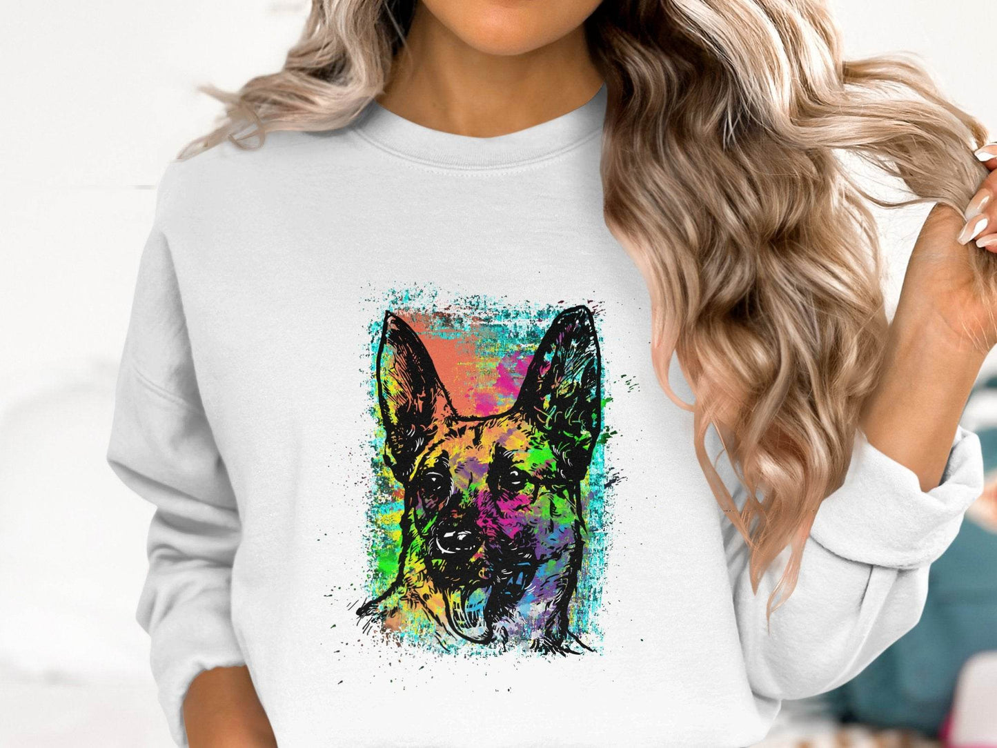 Vibrant German Shepherd Illustration Art Sweater - Design & Vybe