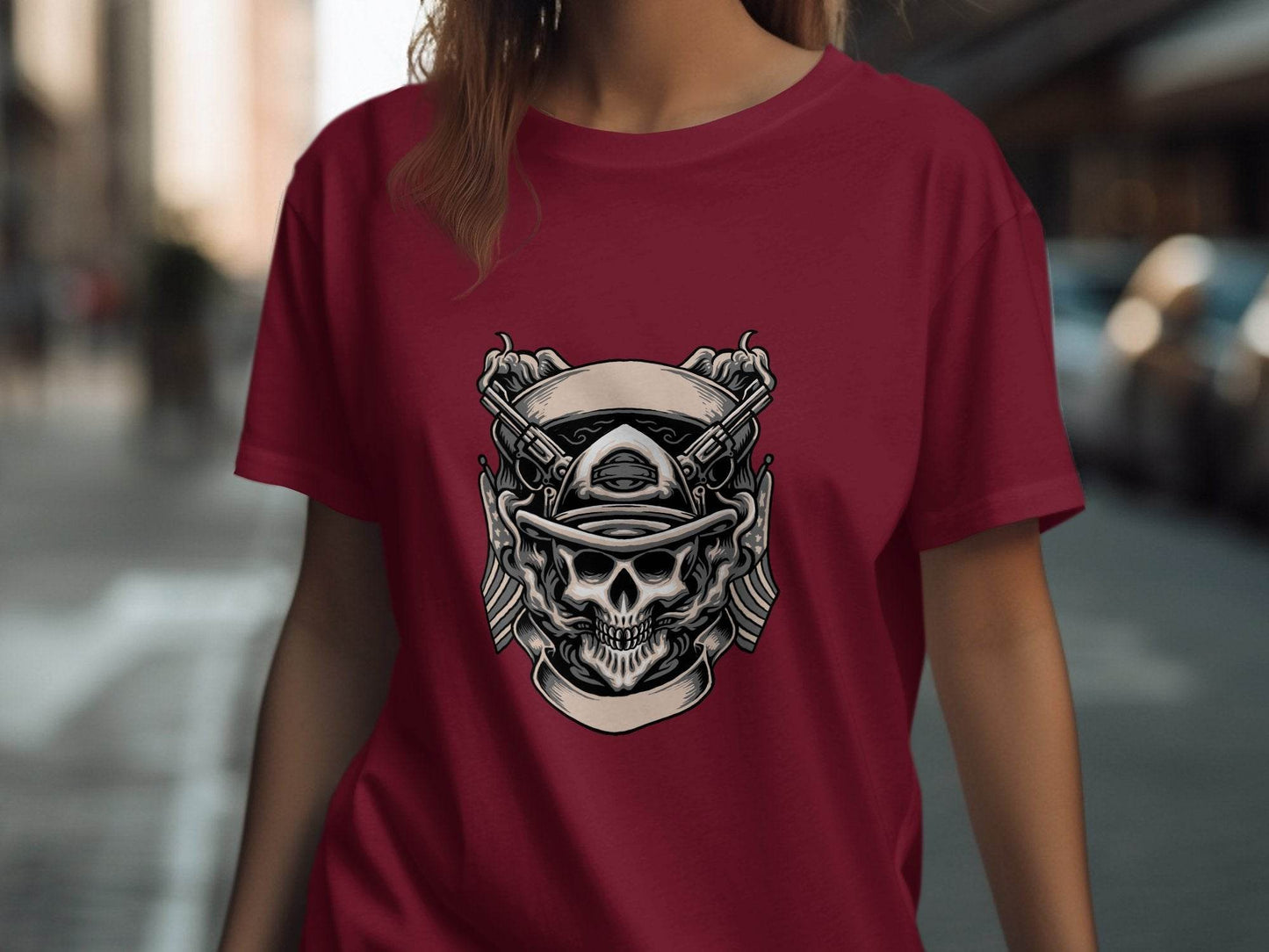 Skull with Guns and Flags Graphic T-Shirt - Design & Vybe