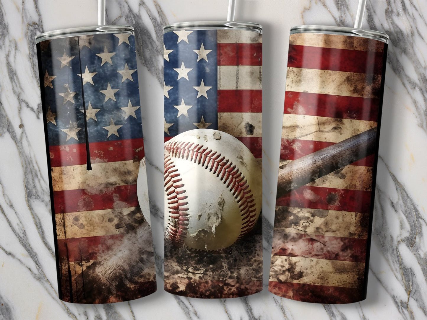 Patriotic American Flag Baseball Tumbler Cup product