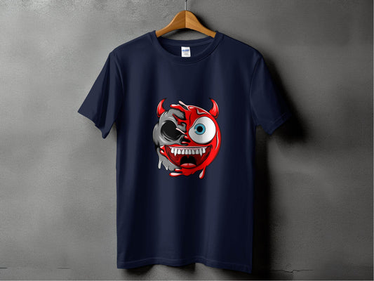 Half Skull Half Devil Smiling Face Design Art T-Shirt - Design & Vybe