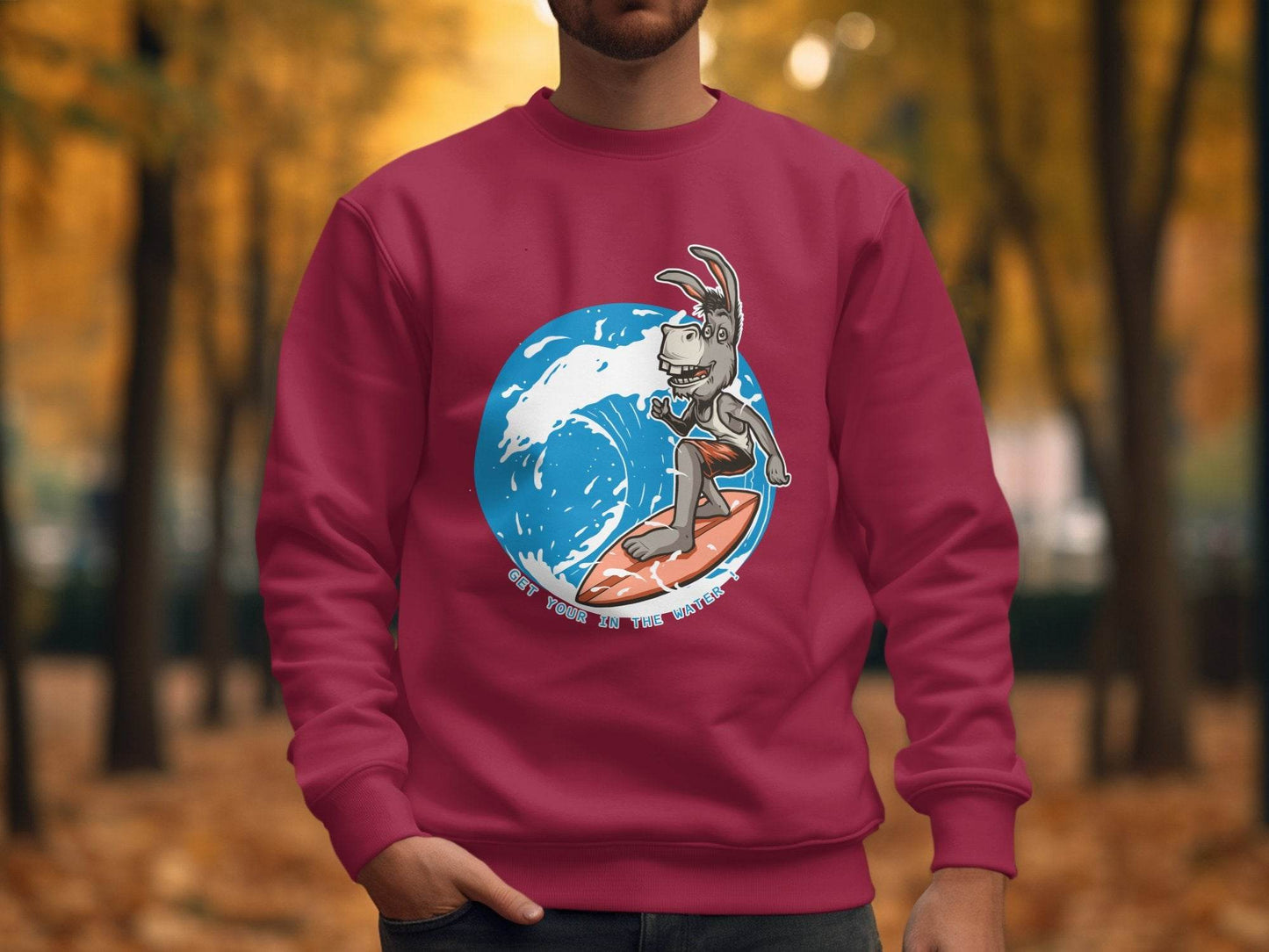 Donkey Surfing Adventure Graphic Print Sweater - Design & Vybe