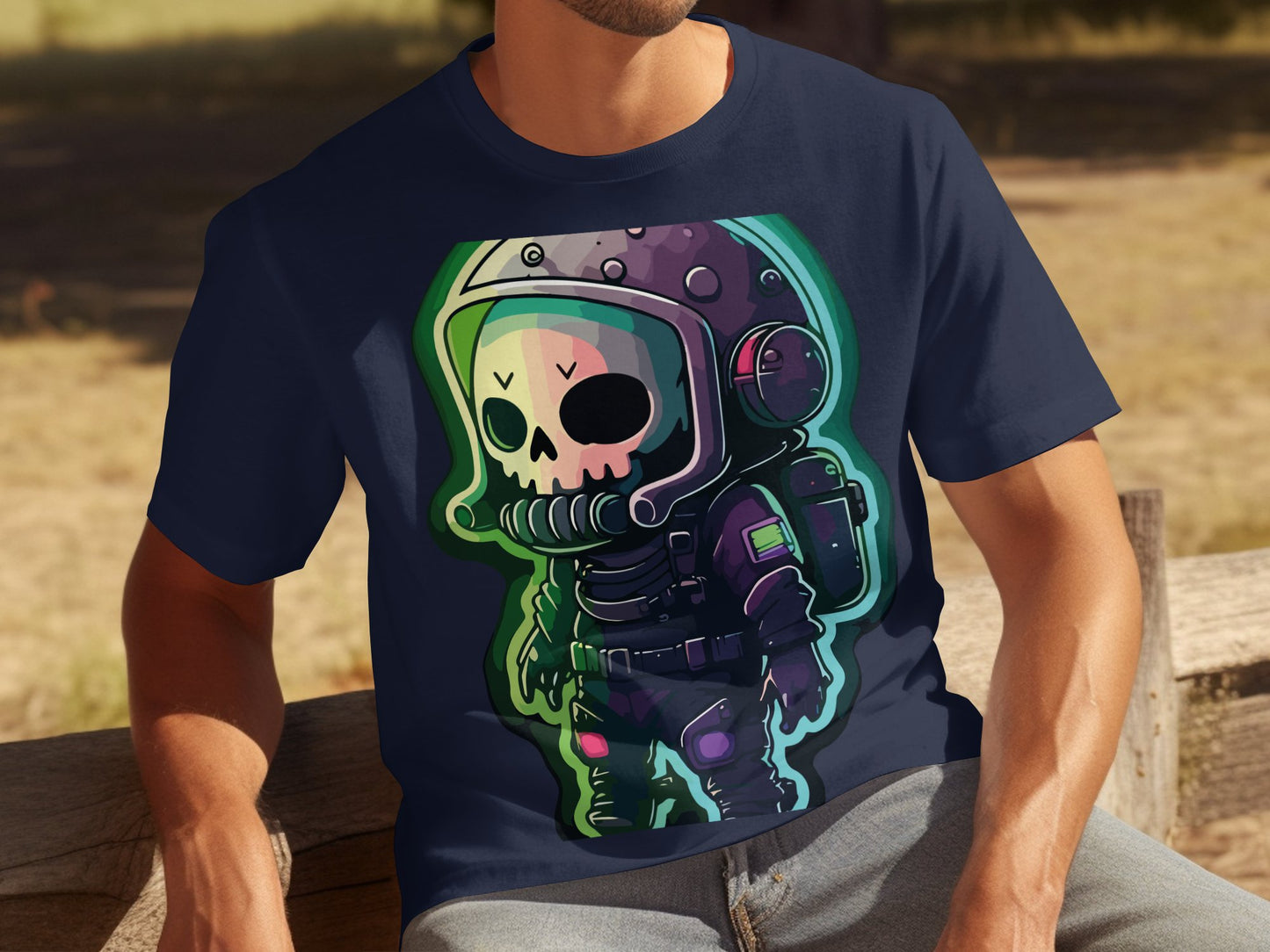 Retro Glowing Skeleton Astronaut Graphic T-Shirt Product Type