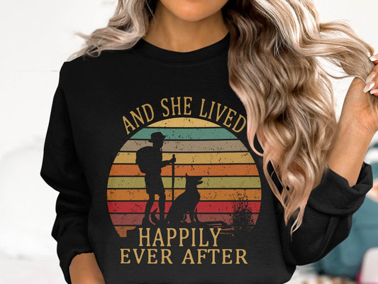 Hiking Dog And She Lived Happily Ever After Sweater - Design & Vybe