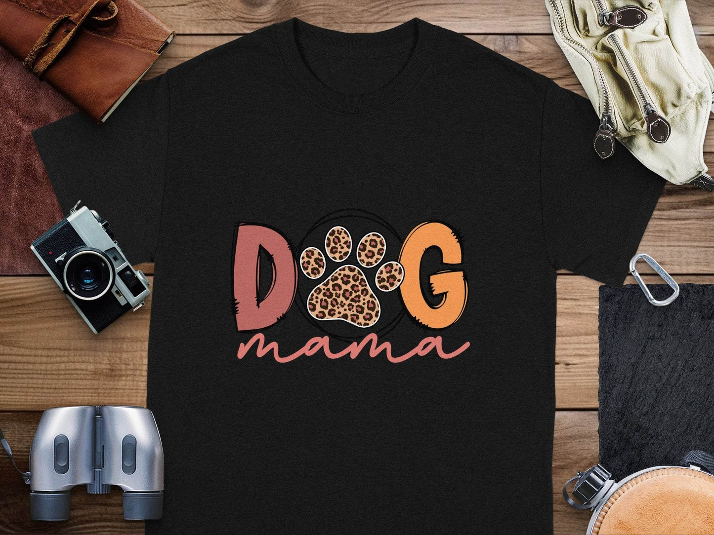 Dog Mama Paw With Leopard Print For Animal Lovers T-Shirt - Design & Vybe
