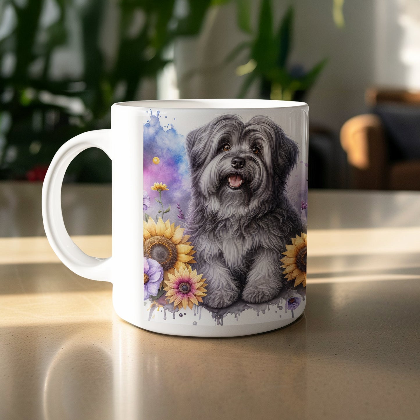 Adorable Dog Mug with Sunflowers and Colorful Art product