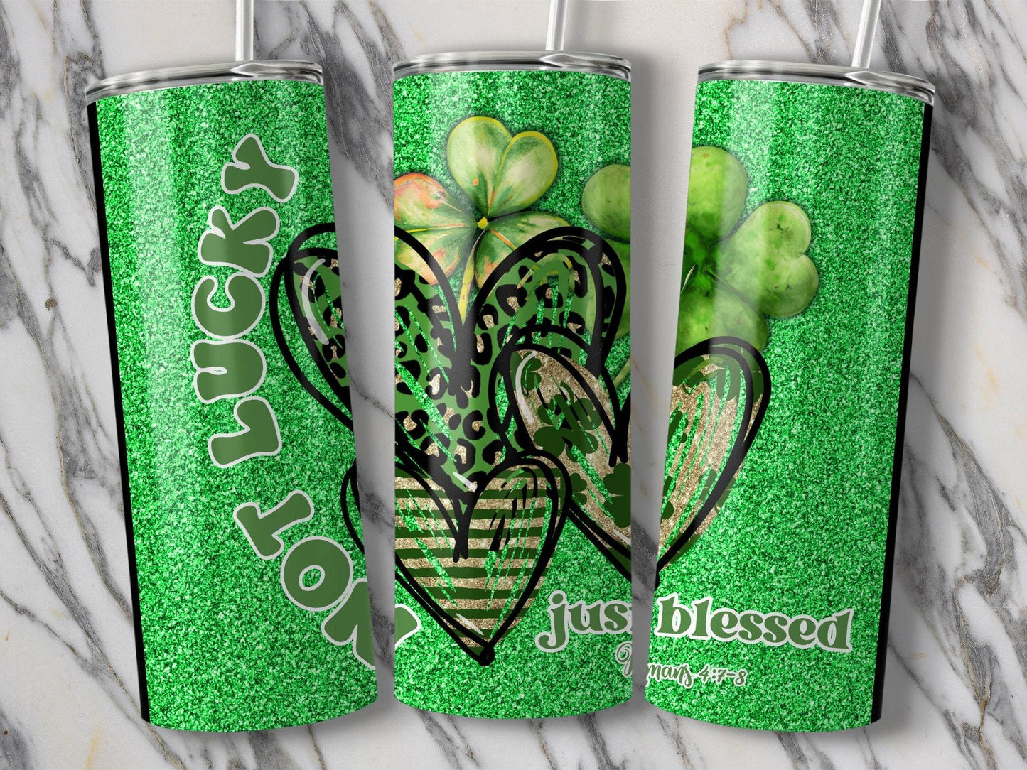 Not Lucky Just Blessed St Patricks Day Themed Christian Tumbler - Design & Vybe