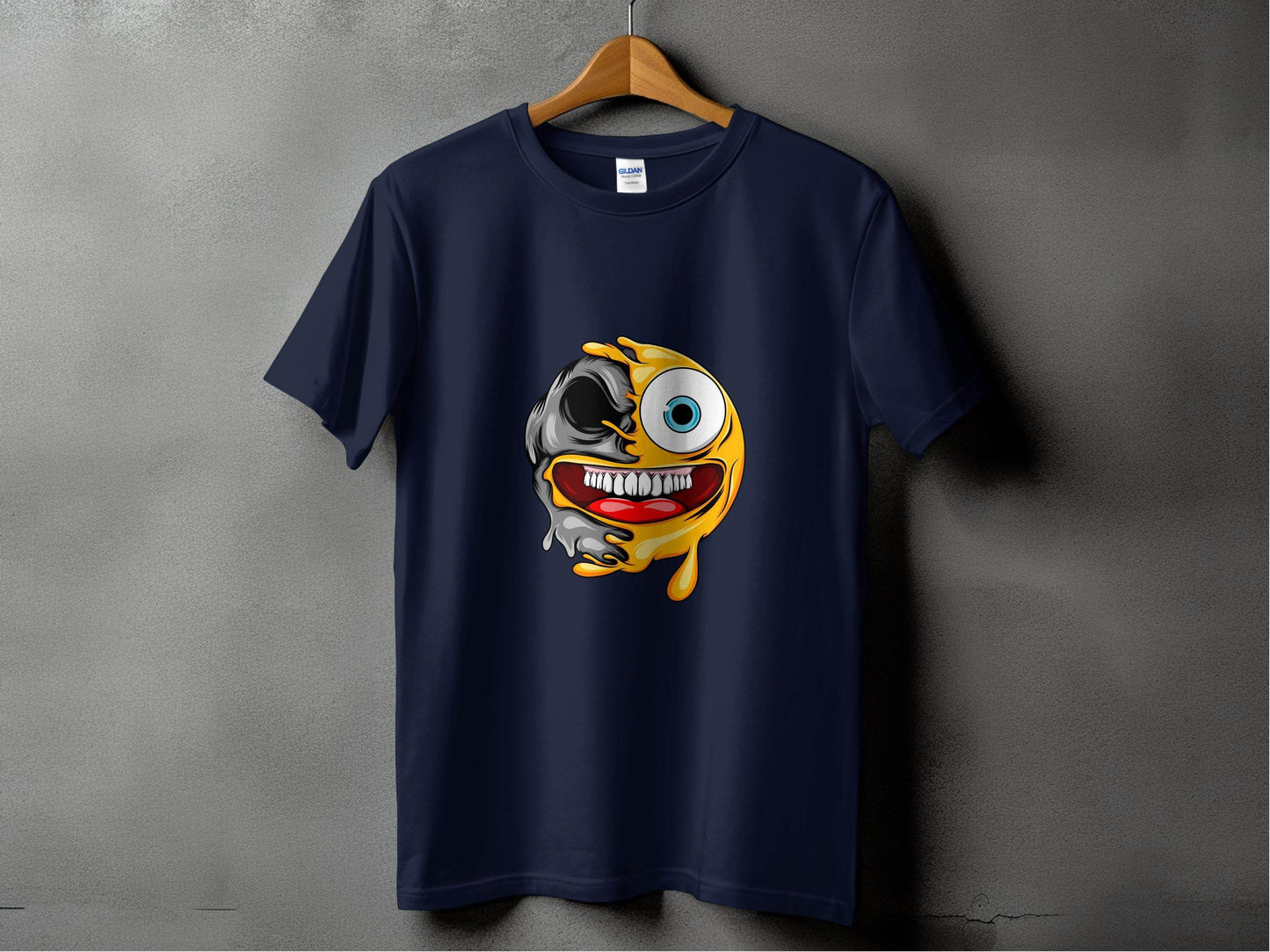 Emoji Half Skull Funny Grotesque Face Vector T-Shirt - Design & Vybe