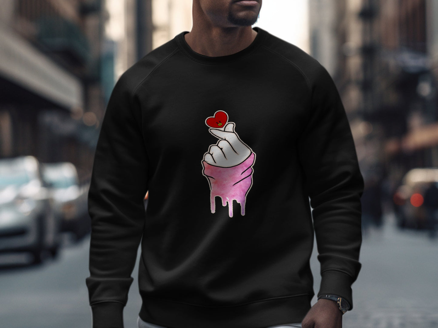 Heart Hand Symbol Black Long Sleeve Shirt product type
