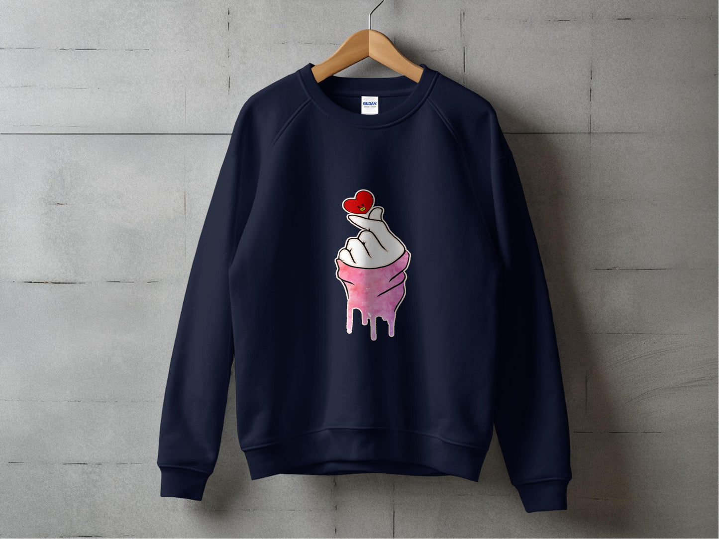 Stylish Hand Heart Graphic Pullover Casual Clothing product