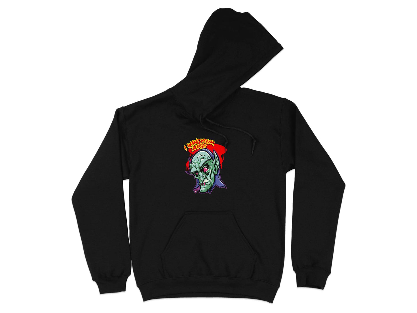 I Want Your Blood Vampire Head Horror Graphic Hoodie - Design & Vybe