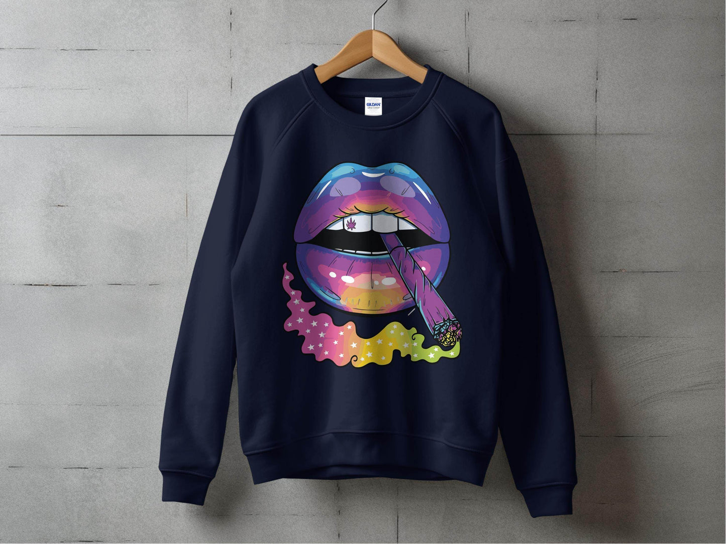 Colorful Lips Smoking Weed Design Sweater - Design & Vybe