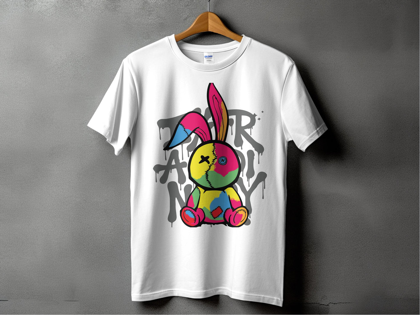 Colorful Bunny Graffiti Style Printed T-Shirt product type