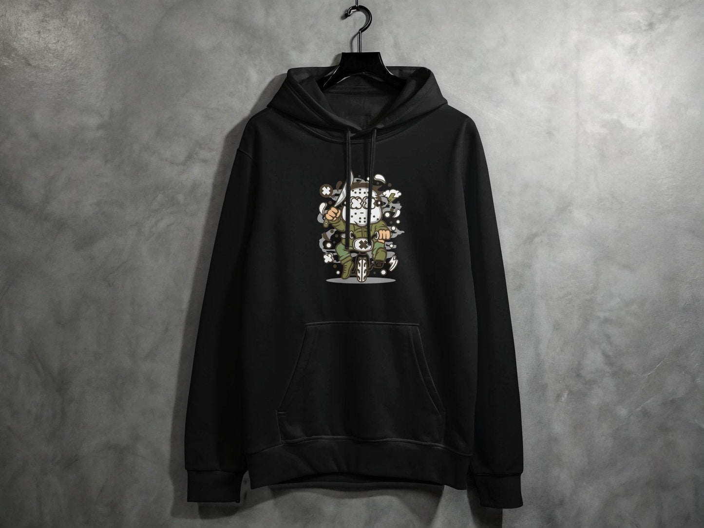 Cartoon Character on Tricycle Illustration Graphic Hoodie - Design & Vybe